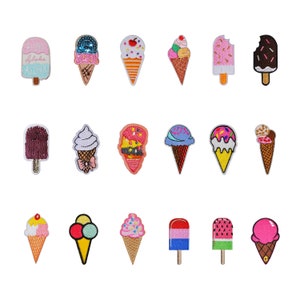 Eis Aufnäher, Eis Kegel Patch, DIY Stickerei, gestickte Applikationen, dekorativer Patch, Aufnäher zum Aufbügeln