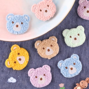 Toppe ricamate a forma di orso, toppa con orsetto di peluche per bambini super carina, toppa con testa di orso ricamata per bambini, toppe per borse e vestiti, toppe decorative da cucire