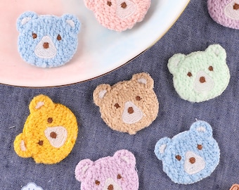 Bear Embroidered Patches,Super Cute Kids Teddy Bear Patch,Kids Embroidery Bear Head Patch,Patches For Bags Clothes,Decorative Patches Sew On