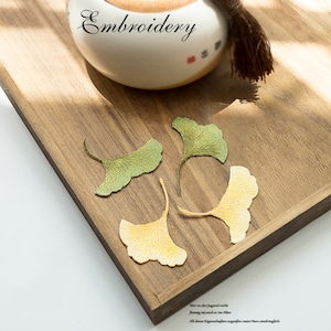 Toppa ricamata Ginkgo Biloba, bellissime foglie di Ginkgo Biloba, distintivo foglia natura, ricamo fai da te, regalo per gli amanti delle piante, toppa stirabile