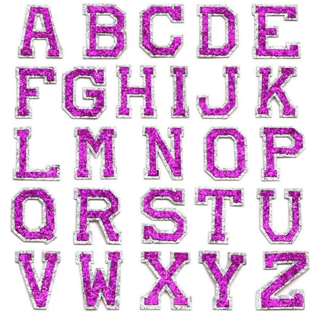2.0 Inch Purple Sequin Letters Patch,diy Name Alphabet Patches,patches ...