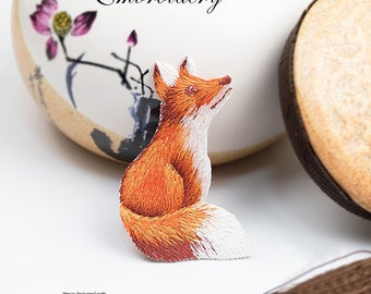 Fox Patch,White Fox Patch,Cute Animal Embroidered Patch Applique,Iron On Patch