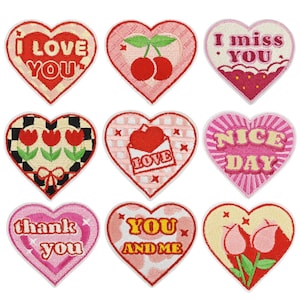 Patch bordado de coração de amor, patch de letra de emblema de coração, patch de ferro
