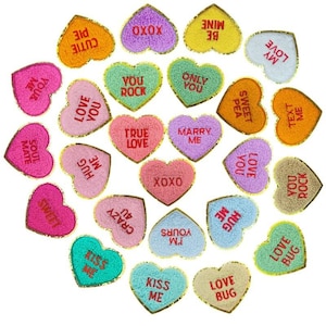 Konversation Herzen Patch,Herz Chenille Patch,Liebe Herz Patch,Gold Glitter Patch,Aufnäher zum Aufbügeln