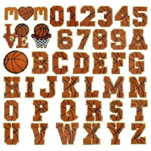 2,7 tums basket chenillebokstäver lapp, DIY namn alfabetet broderad applikation glitter bokstäver stryk-på lapp, nummer lapp