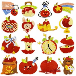 Apple Patch,Cute Red Fruit Patches,Apple Embroidered Patch Applique Badge Iron On Patch
