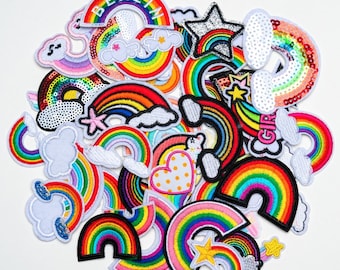 Rainbow Embroidered Patch Appliques Badge,Sequined Rainbow Patch,Iron On Patch