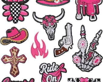 Rose Red Western Patch,Cowgirl Embroidery Patch,Boots Patch,Hat Patch,Cross Patch,Iron On Patch