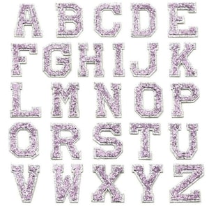 Parche de lentejuelas morado claro de 5 cm con letras, parches para hacer tú mismo con el nombre del alfabeto, parches para bolsos de ropa, apliques de letras termoadhesivos