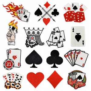Speelkaart Schoppenaas Pokerkaarten, patches pokerkaartsymbool, geborduurde patch speelkaarten, clubpatch, pokerpatch, opstrijkbare patch