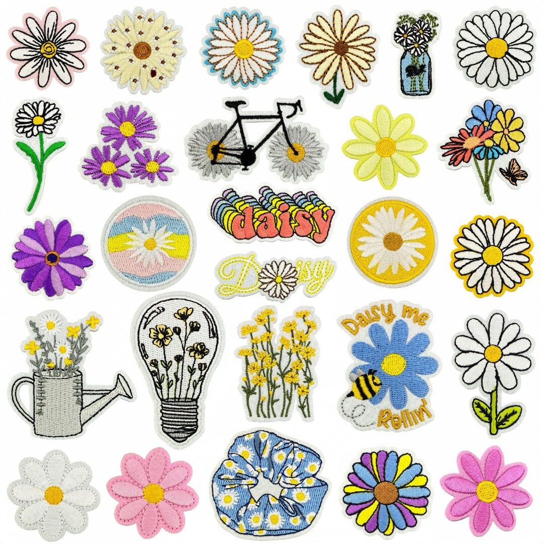 Daisy Flower Iron on Embroidered Patch Appliques Badge - Etsy
