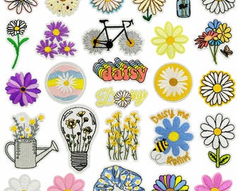 Daisy Flower Iron On Embroidered Patch Appliques Badge