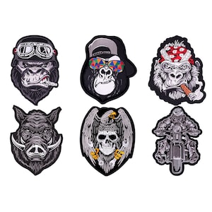 Gorilla Embroidered Iron On Patch,Large Back Patch for Bikers,Patch for Clothing DIY Accessories