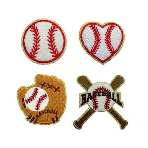 Baseball Chenille Gestickter Aufnäher, Herz Patch, Patch Baseball Handschuh Aufnäher, Glitzer Patch