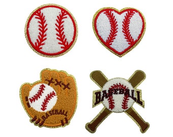 Baseball Chenille Embroidered Patch, Heart Patch,Patch Baseball Glove Iron On Patch,Gitter Patch