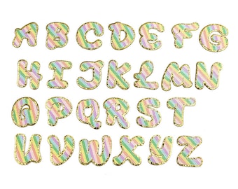 Patch de tecido com letras coloridas, patch bordado com glitter, patches de letras brilhantes meticulosamente projetados, patch colorido faça você mesmo