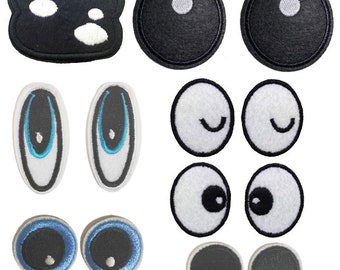 Funny Eyes Iron on Patches, Eyes Embroidered Applique,Cartoon Eyes DIY Craft, Doll Bag Pouch Embellishment
