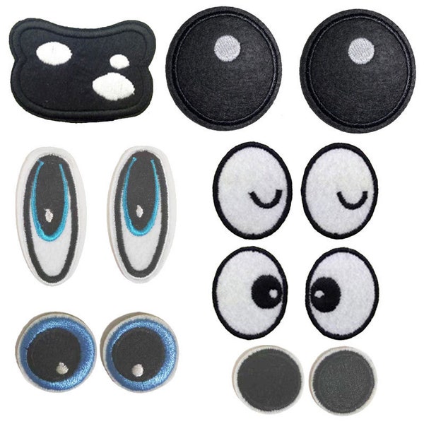 Funny Eyes Iron on Patches, Eyes Embroidered Applique,Cartoon Eyes DIY Craft, Doll Bag Pouch Embellishment