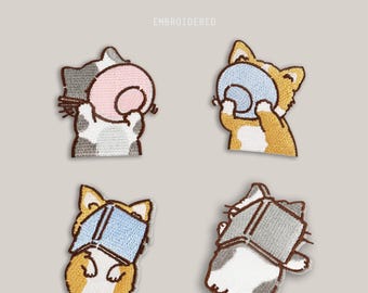Cartoon Animal Couple Embroidered Patch,Cat Patch,Dog Patch,Animal Badge Applique Patch,Self Adhesive Patch