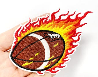 Flaming Ball Patch,Sports Ball Embroidered Patch,DIY Ball Applique Patch,Football Patch,Basketball Patch,Volleyball Patch,Iron On Patch