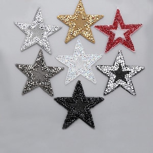2Pcs Rhinestone Star Patches,Cool Sparkling Star Applique For Clothing Bags DIY,Iron On Patch