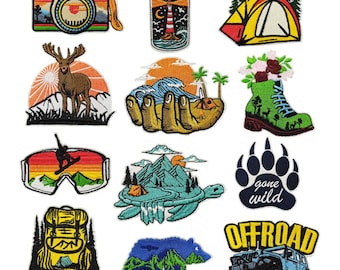 Outdoor Embroidered Patch,Mountain Camping Adventure Patch,Iron On Patch,Decorative Badge,Travel Souvenir,Nature,Hiking Trail