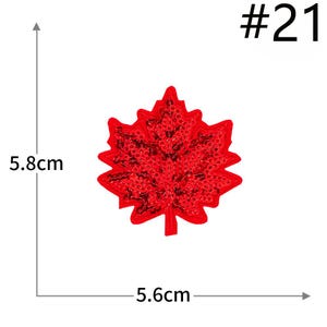 Toppa con paillettes a forma di foglia d'acero, toppa decorativa a forma di foglia autunnale, toppa termoadesiva #21