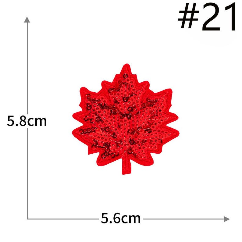 Toppa con paillettes a forma di foglia d'acero, toppa decorativa a forma di foglia autunnale, toppa termoadesiva #21
