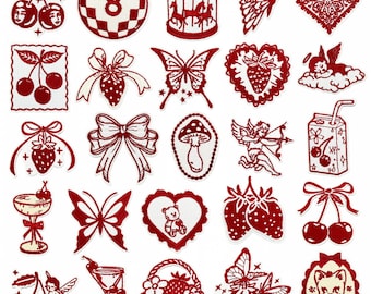 Vintage Red Valentine Day Embroidery Patch,Girl Patch Applique Badge,Iron on Patch