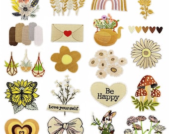 Plant Flowers Patch,Flower Floral Embroidered Patch,Iron On Patch