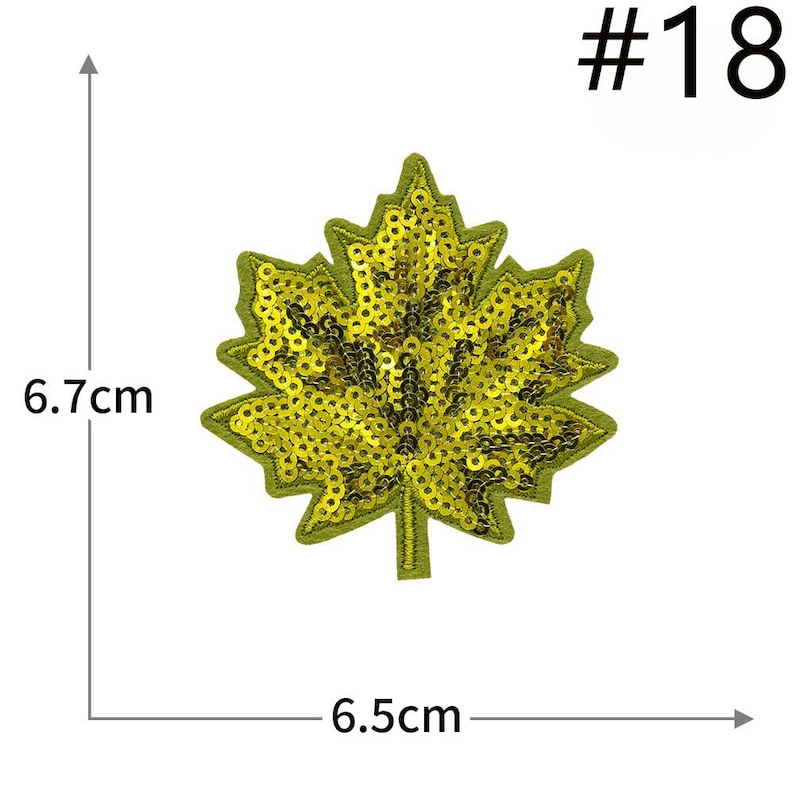 Toppa con paillettes a forma di foglia d'acero, toppa decorativa a forma di foglia autunnale, toppa termoadesiva #18