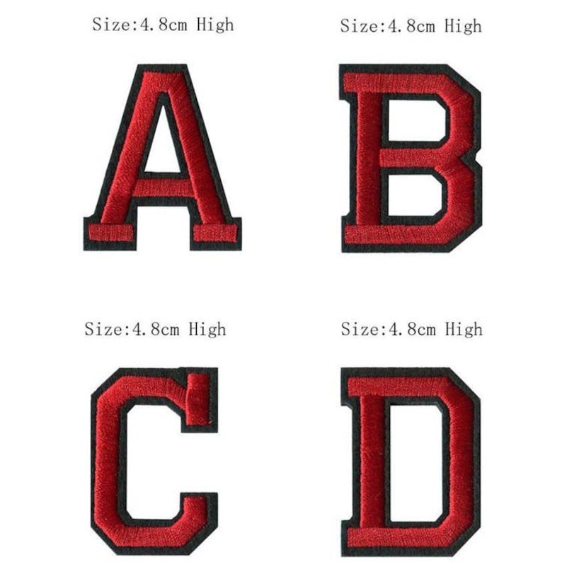 Red Letters Alphabet Embroidered Iron on Patches,embroidery DIY Name ...