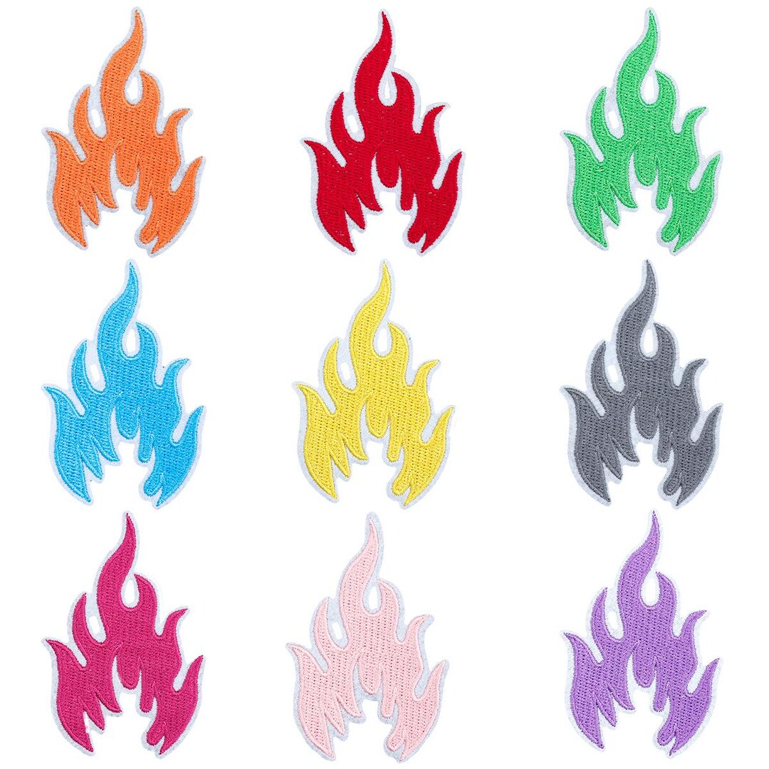 2pcs Flame Patches,flaming Embroidered Patch,color Fire Patch,hat Bar ...