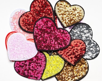 Lagre Heart Sequin Patches,Sequin Love Heart Patch,Heart Applique Iron On Patch