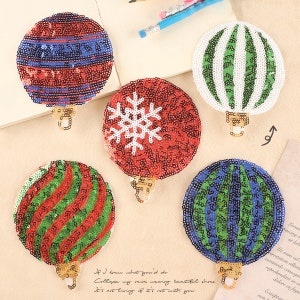 Color Ball Glitter Patch,Christmas Ball Sequin Patch,Iron On Patch