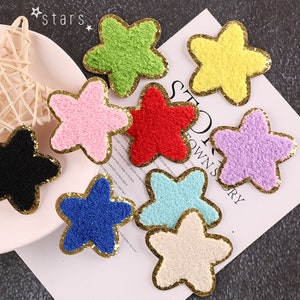 Glitter Star Chenille Embroidered Patch,Colorful Star Patch,Iron On Patch