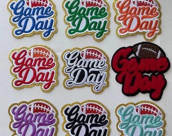 Game Day Football-patch,Glitter Gameday-geborduurde patch,Sportpatches,Game Day-patch,strijkpatch,,