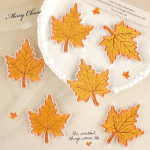 Ahornblatt Applikation Patch, Herbst Herbst Blatt Stickerei Patch, Annähen Aufnäher