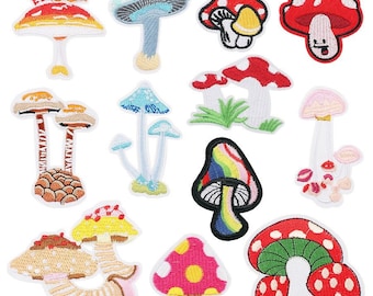 Mushroom Embroidered Patch,Iron On Cute Patches For Clothes Bags DIY