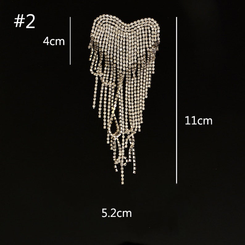 Beaded Rhinestone Heart Pattern Tassels Patch for Clothing DIY ...