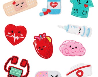 Cartoon Medical Elements Embroidery Patch,Nurse Uniform Patch,Woundplast Patch,Heart Patches,Pill Patch,Stethoscope Patch,Iron On Patches