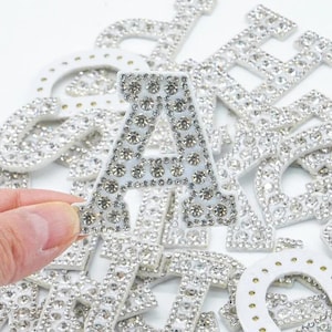 2.1 Inch Rhinestone Letter Patches,DIY Name Alphabet Letter Appliques,Iron On Patch