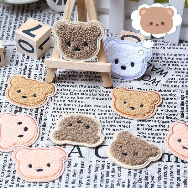 Bear Chenille Patches, Super Cute Kids Teddy Bear Patch,Kids Embroidery Bear Head Patch,Patches For Bags, Decorative Patches Self Adhesive