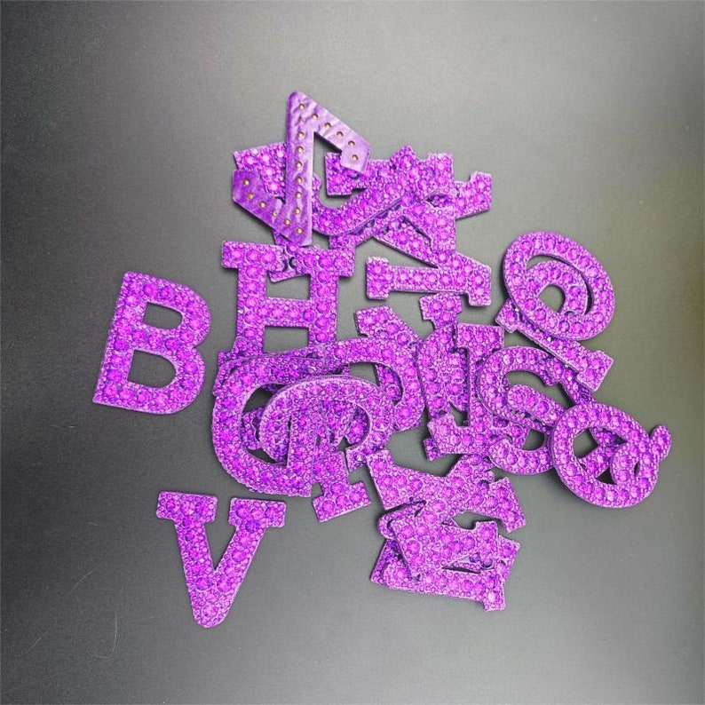 2.0 Inch Purple Rhinestone Letters Patch,diy Name Alphabet Letter ...