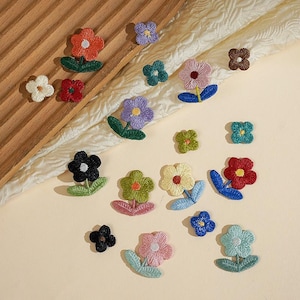 Söt miniblomma blommig broderad lapp, växtapplikation blommor lapp, stryk-på lapp