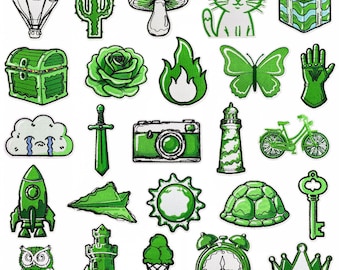 Green Themed Embroidered Patch,Iron on Applique Green Patches