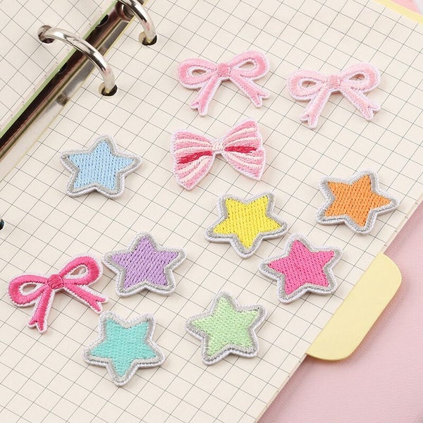 Colorful Star Bowknot Embroidered Patch,Star Patch, Bow Patch,Self Adhesive Patches