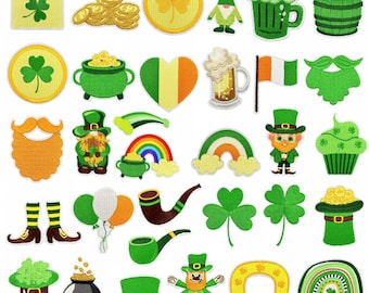 St. Patrick's Day Patches,Green Clover Shamrock Iron On Patch,Lucky Embroidered Patches