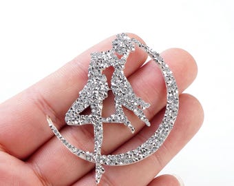 Pretty Girl Patch,Silver Girl Rhinestone Patch,Sparkling Girl Applique For Clothing Bags DIY Accessories