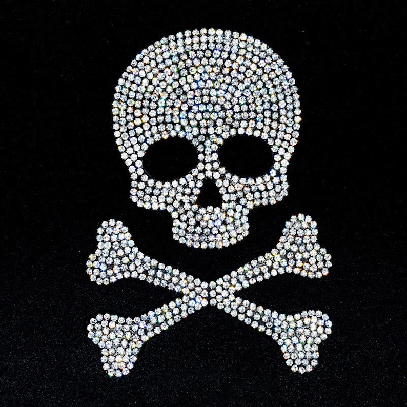 Skull and Crossbones Rhinestone Patch,glitter Crystal Iron On/self ...